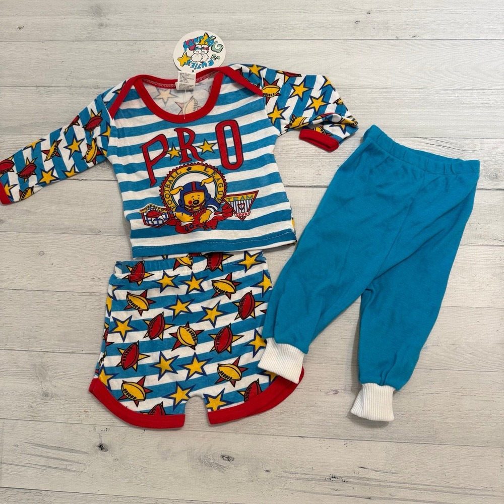 Vintage Cutie by Judy vintage boys football pajamas‎ 0-6 months NEW